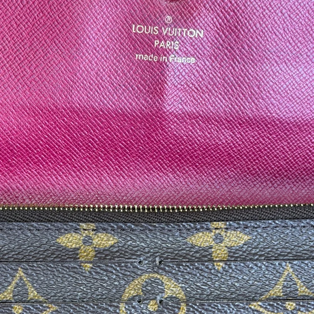 Authentic Louis Vuitton LV Monogram Emilie Wallet Pink Crossbody Chains w/ COA